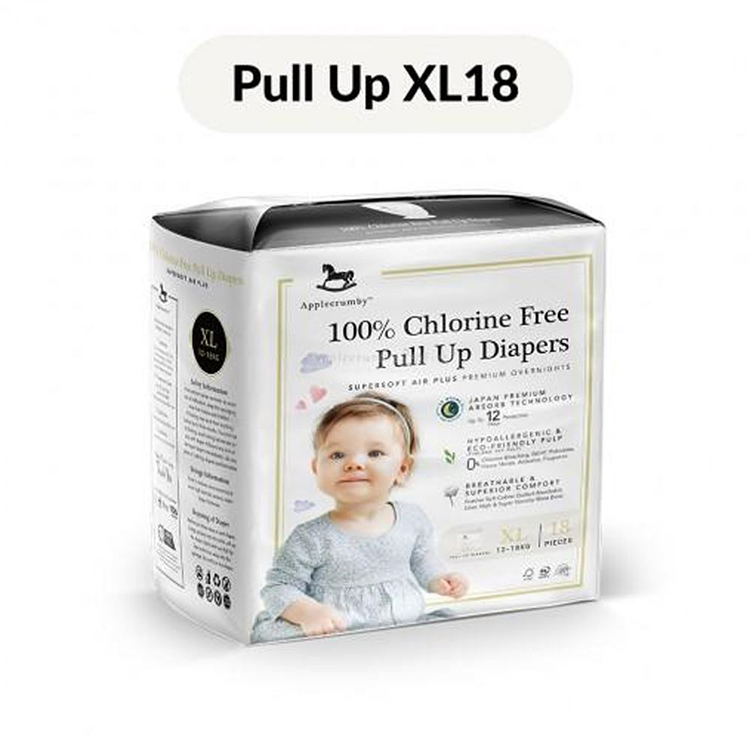 Applecrumby™ 100% Chlorine Free Premium Baby Pull Up Diapers (XL18 Pants x  1 Pack) – Global Business Synergy Pte Ltd